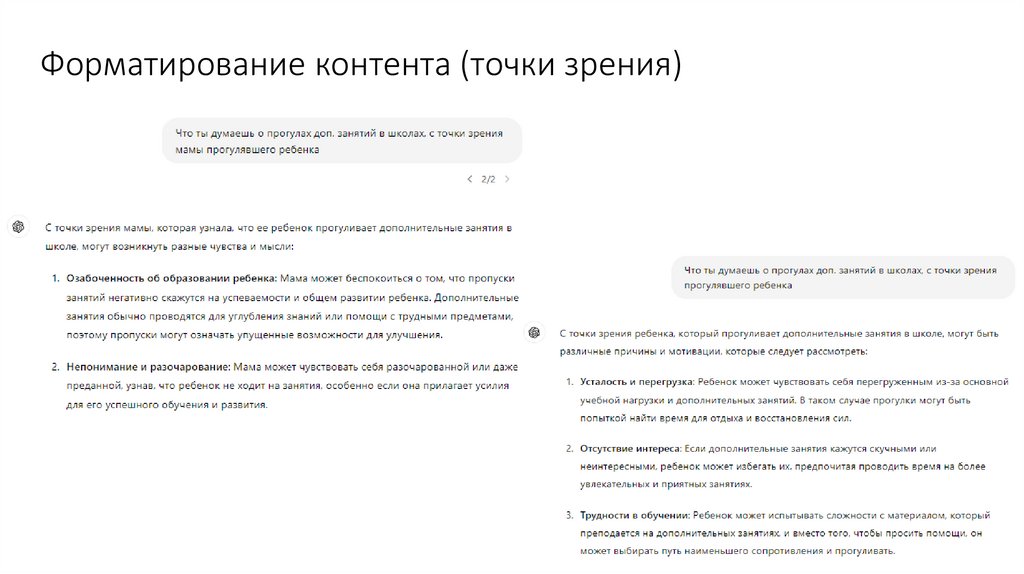 Форматирование контента (точки зрения)