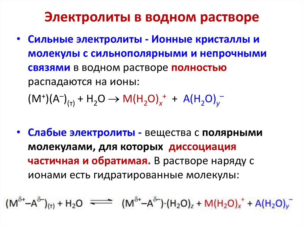 Электролиты в водном растворе