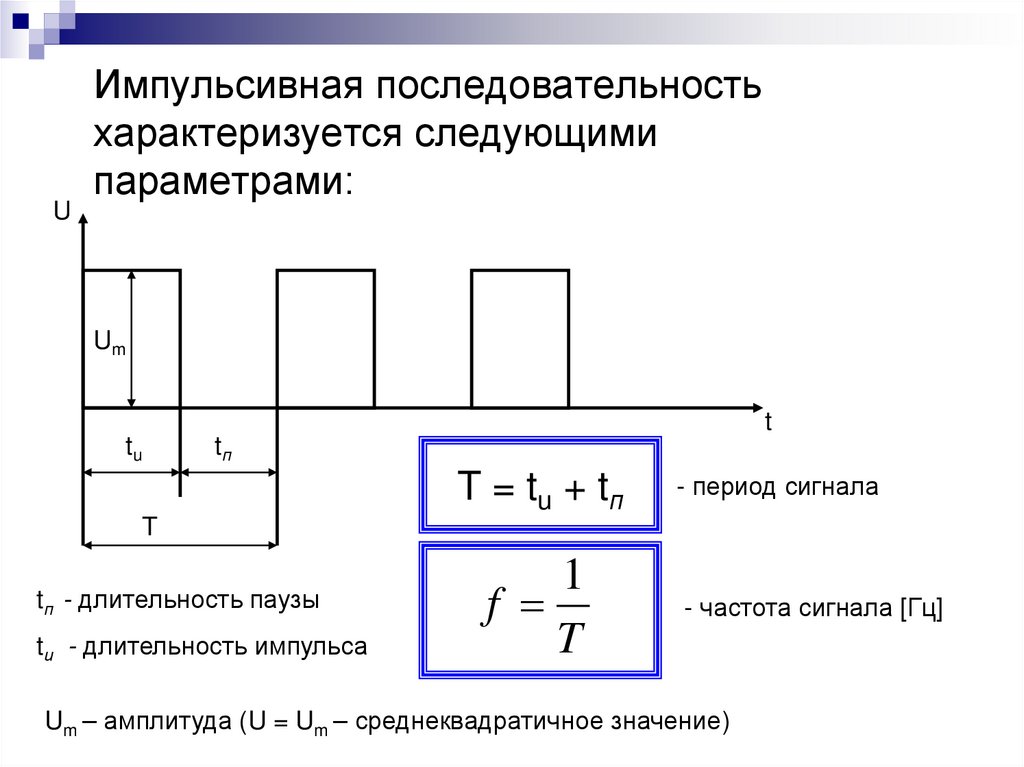 Импульсивная последовательность характеризуется следующими параметрами: