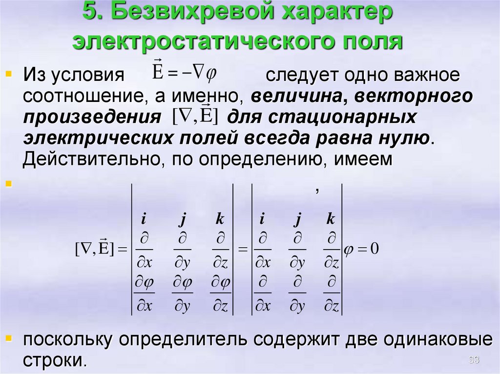 5. Безвихревой характер электростатического поля
