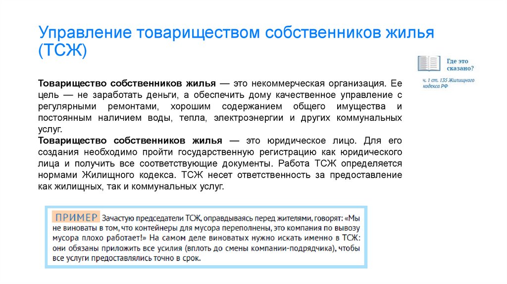 Управление товариществом собственников жилья (ТСЖ)