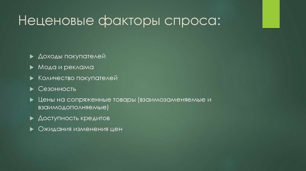 Неценовые факторы спроса: