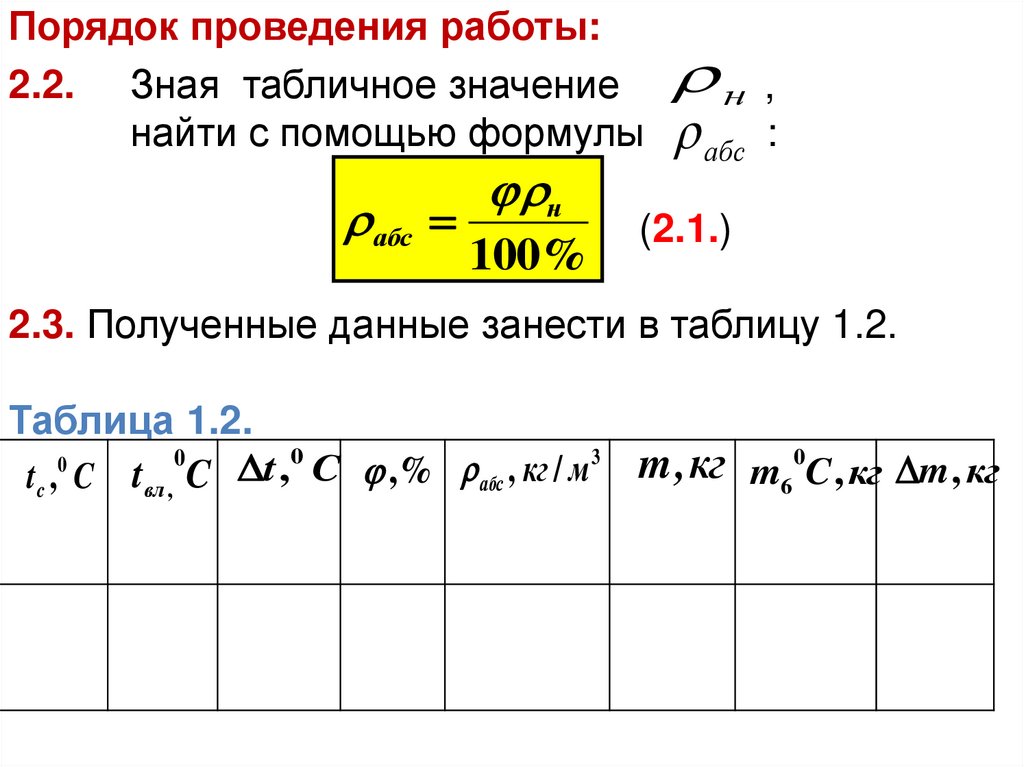 Порядок проведения работы: