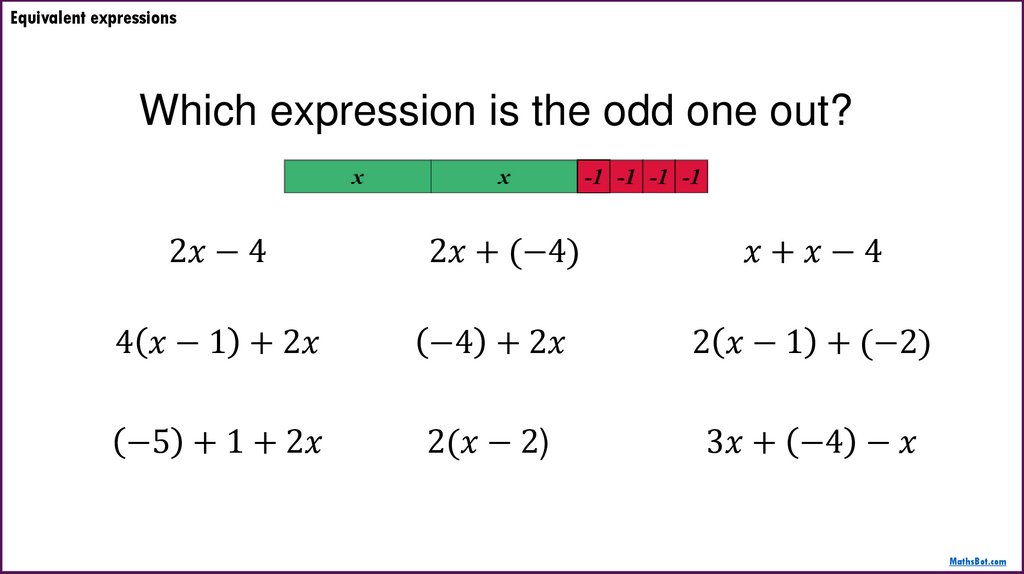 Equivalent expressions