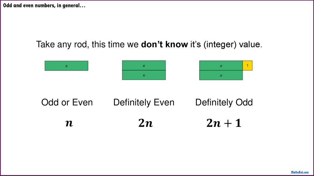 Odd and even numbers, in general…