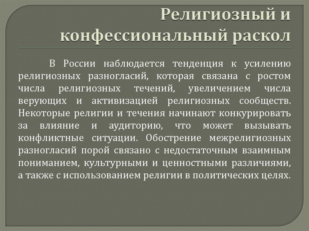 Религиозный и конфессиональный раскол