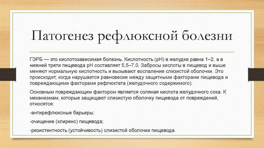 Патогенез рефлюксной болезни