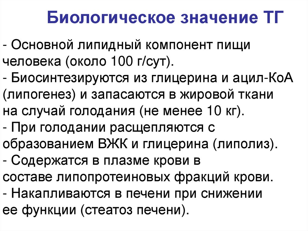 Биологическое значение ТГ