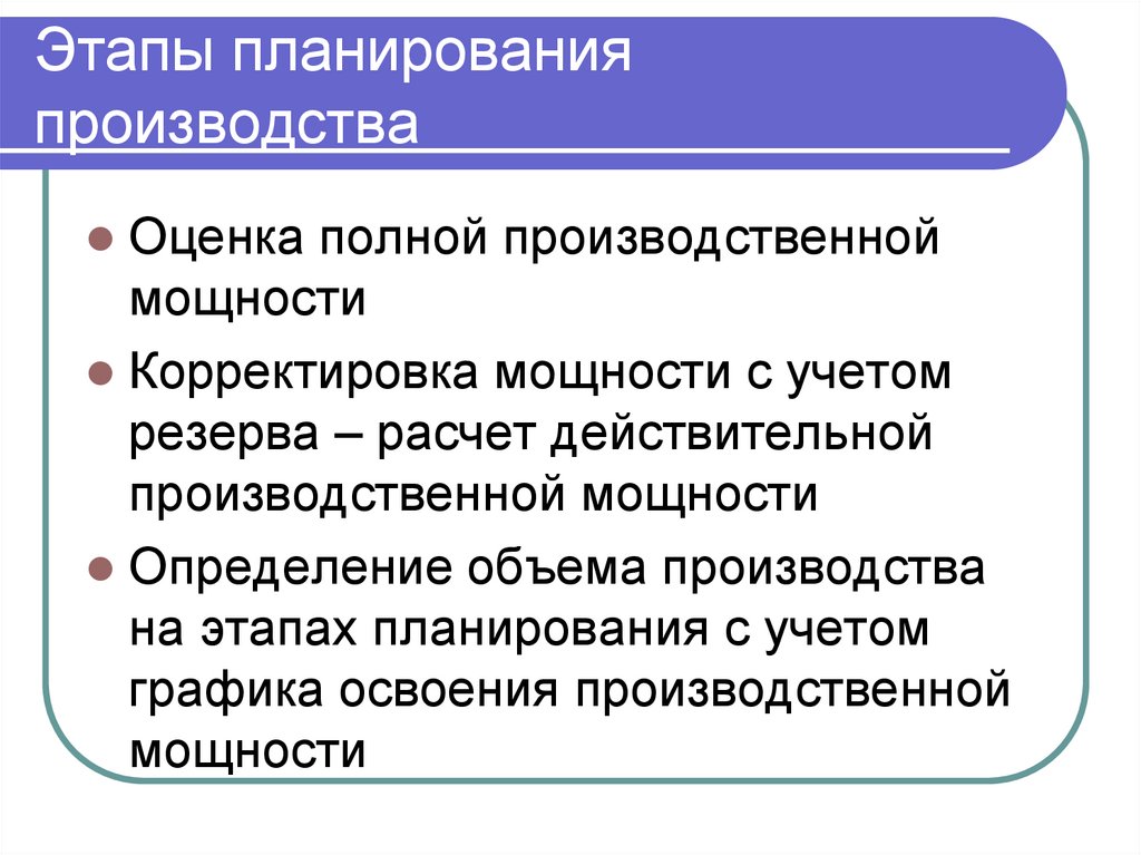 Этапы планирования производства