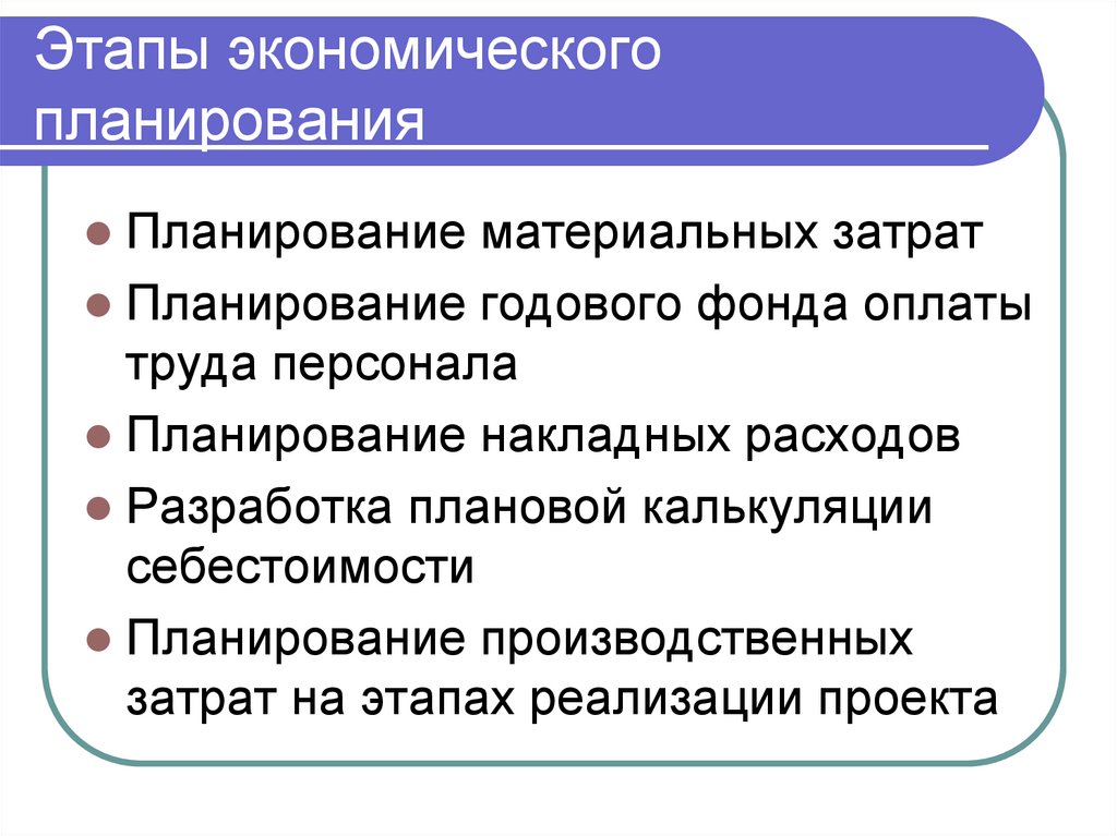 Этапы экономического планирования