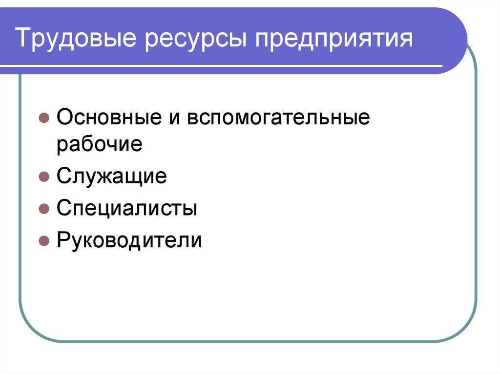Трудовые ресурсы предприятия