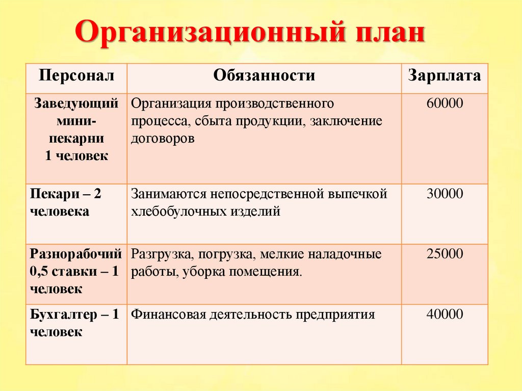 Организационный план