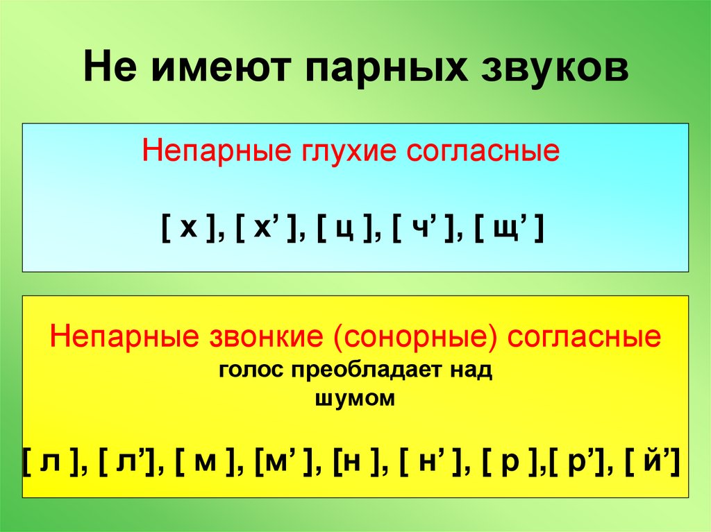 Не имеют парных звуков