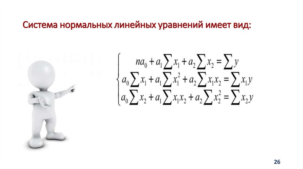 Система нормальных линейных уравнений имеет вид: