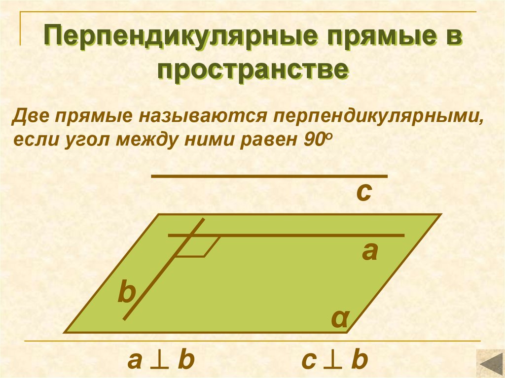 Перпендикулярные прямые в пространстве