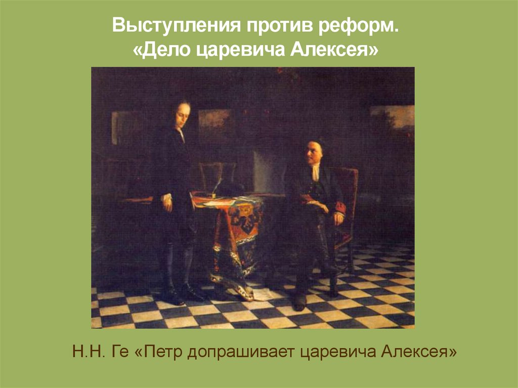 Выступления против реформ. «Дело царевича Алексея»
