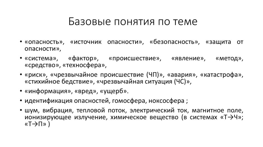 Базовые понятия по теме