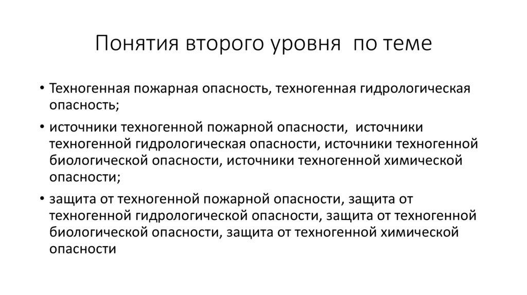 Понятия второго уровня по теме