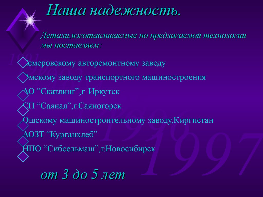 Наша надежность.