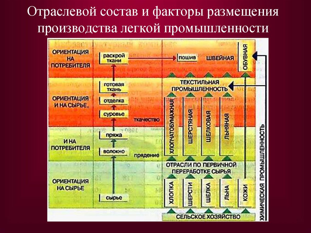 Отраслевой состав и факторы размещения производства легкой промышленности