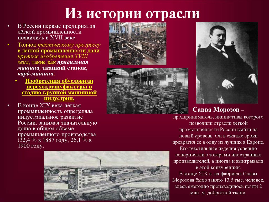 Из истории отрасли