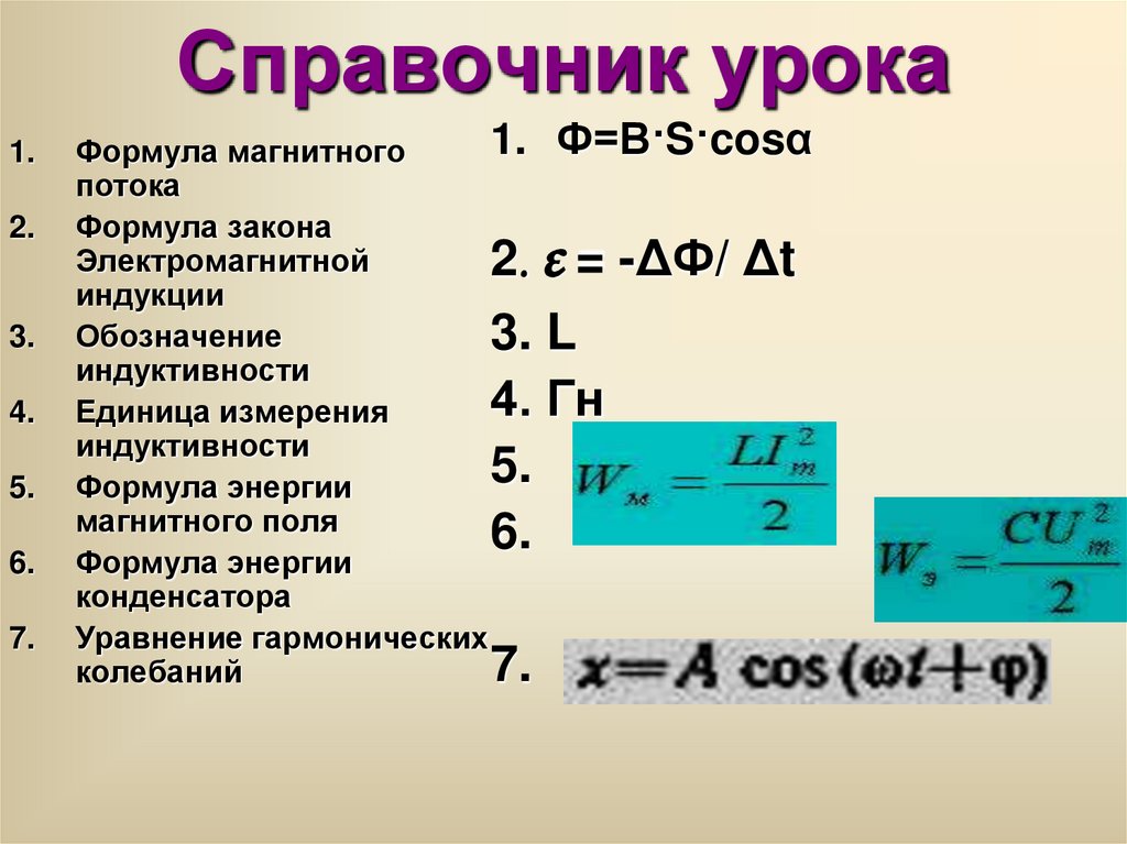 Справочник урока