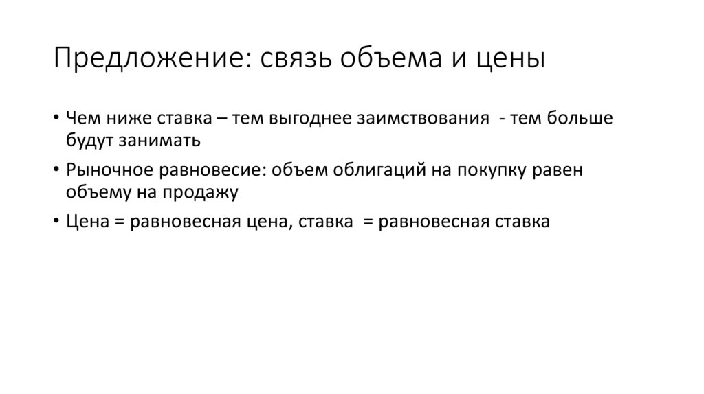 Предложение: связь объема и цены