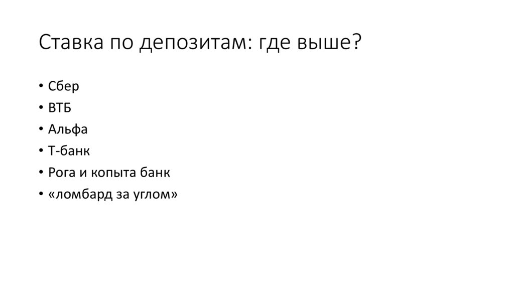 Ставка по депозитам: где выше?