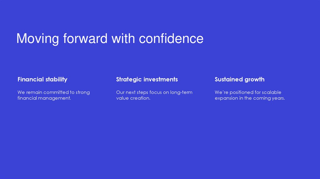 Moving forward with confidence