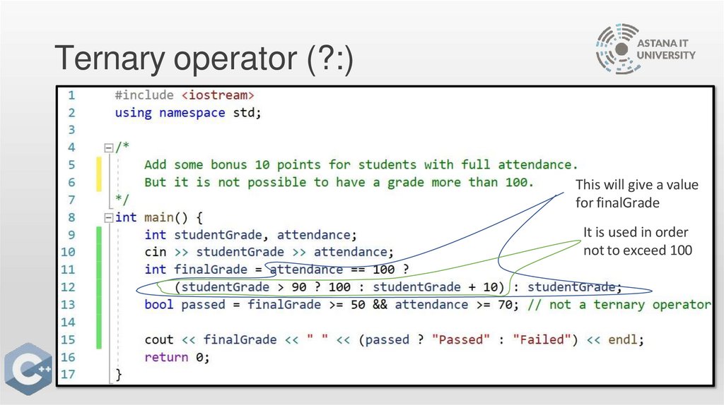 Ternary operator (?:)