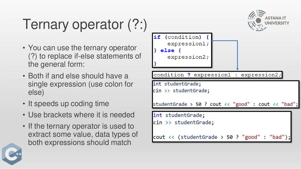 Ternary operator (?:)