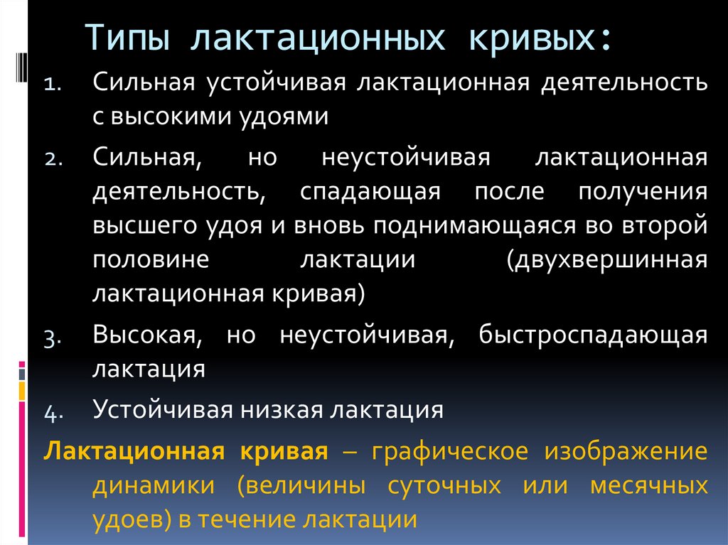 Типы лактационных кривых: