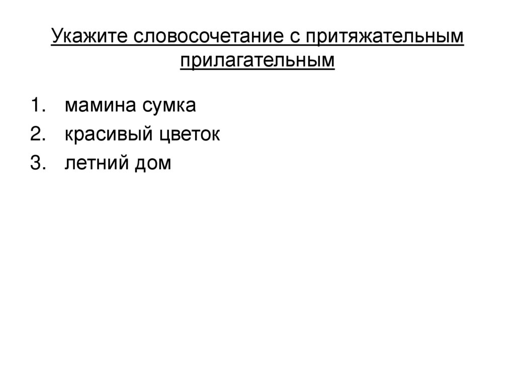 Укажите словосочетание с притяжательным прилагательным