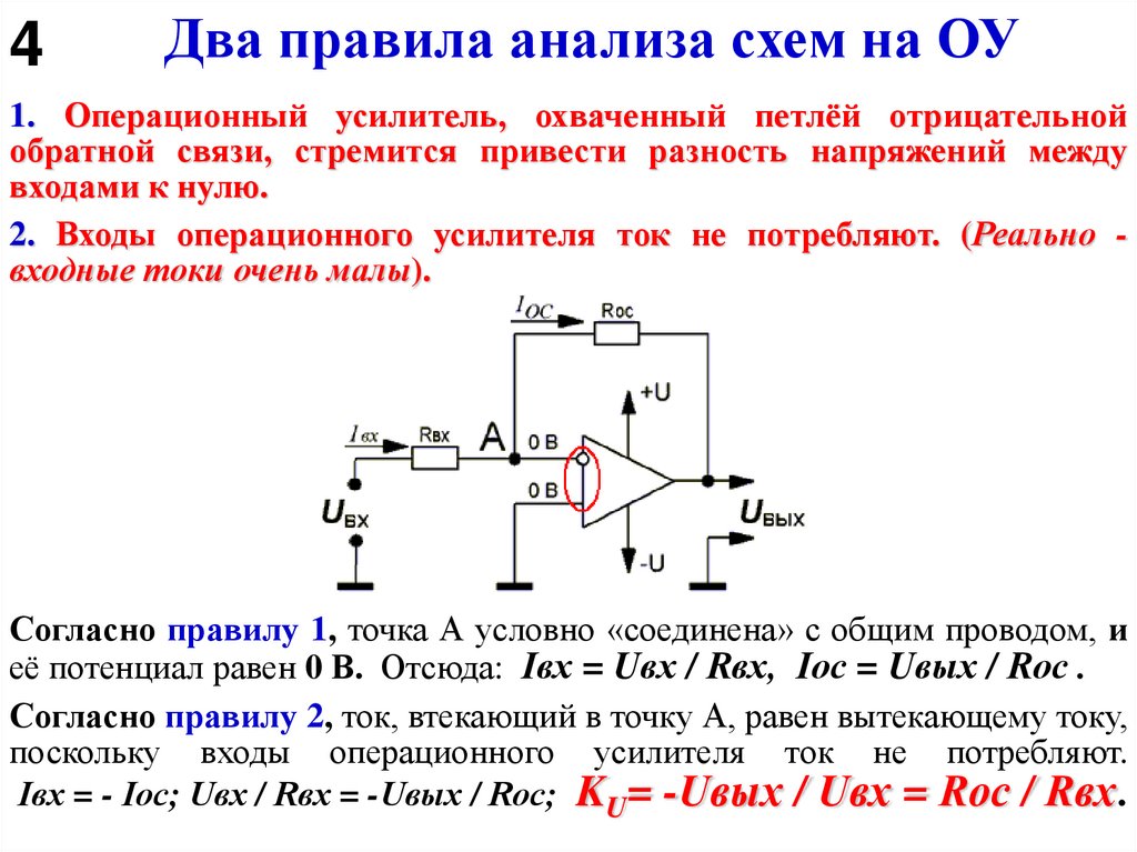 Два правила анализа схем на ОУ