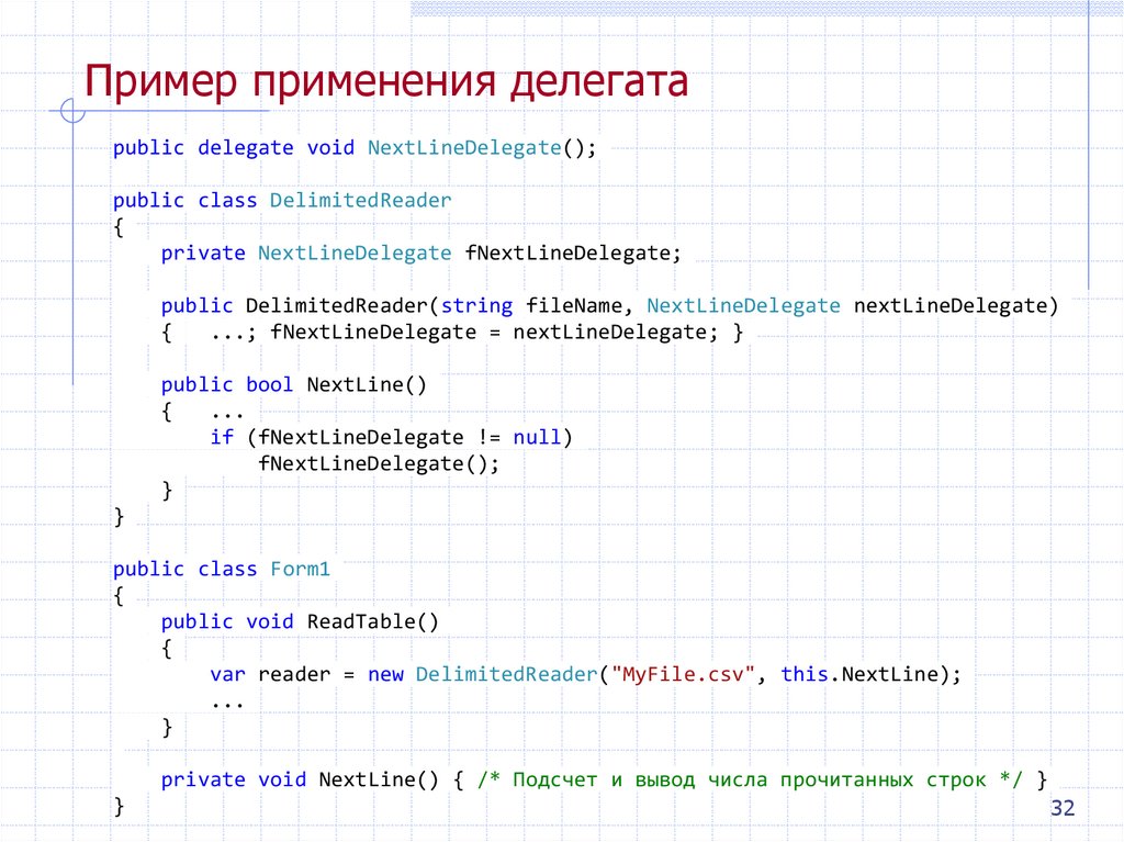 Пример применения делегата
