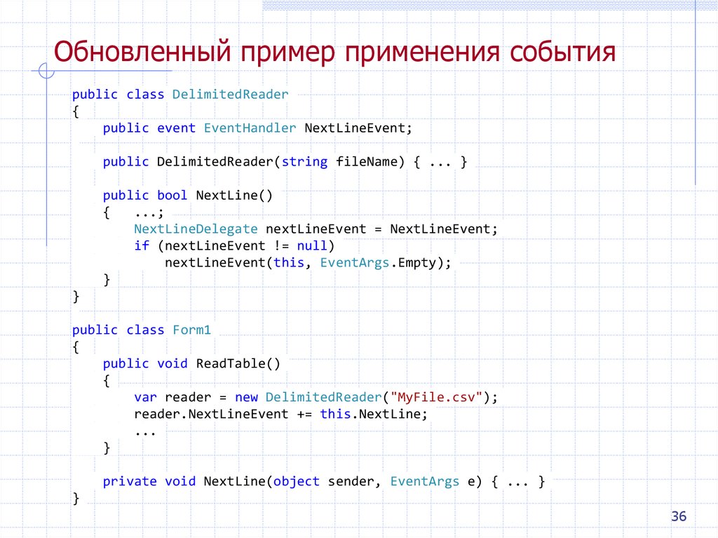 Обновленный пример применения события