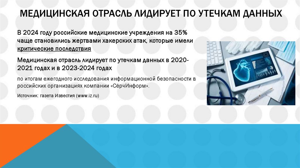 Медицинская отрасль лидирует по утечкам данных