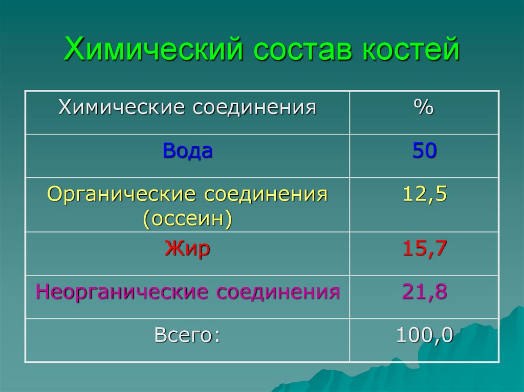 Химический состав костей