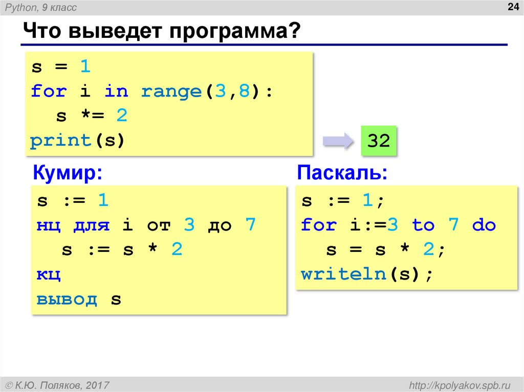 Что выведет программа?