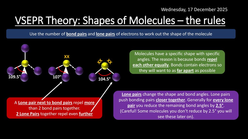 VSEPR Theory: Shapes of Molecules – the rules