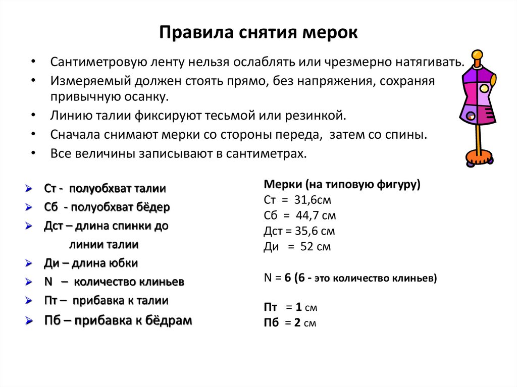 Правила снятия мерок