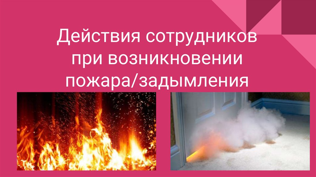 Действия сотрудников при возникновении пожара/задымления