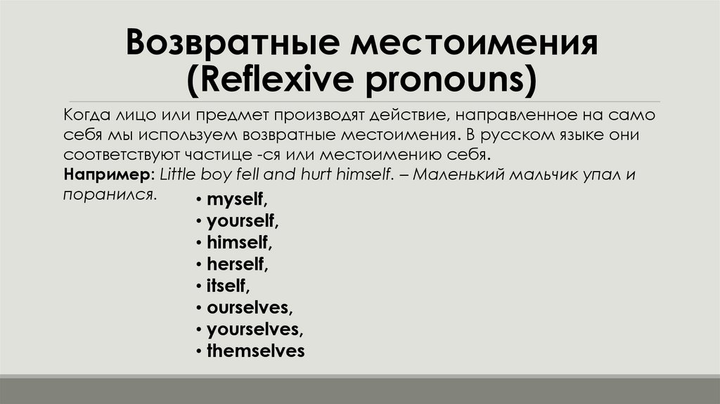 Возвратные местоимения (Reflexive pronouns)
