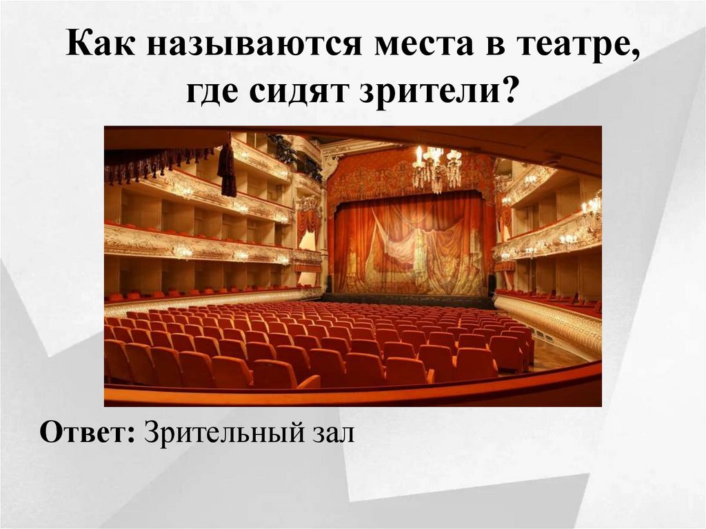 Как называются места в театре, где сидят зрители?