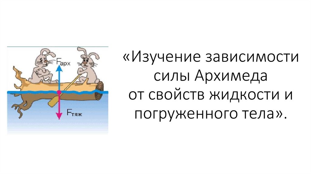 «Изучение зависимости силы Архимеда от свойств жидкости и погруженного тела».