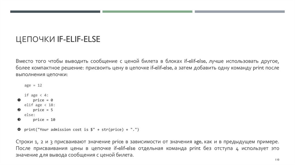Цепочки if-elif-else