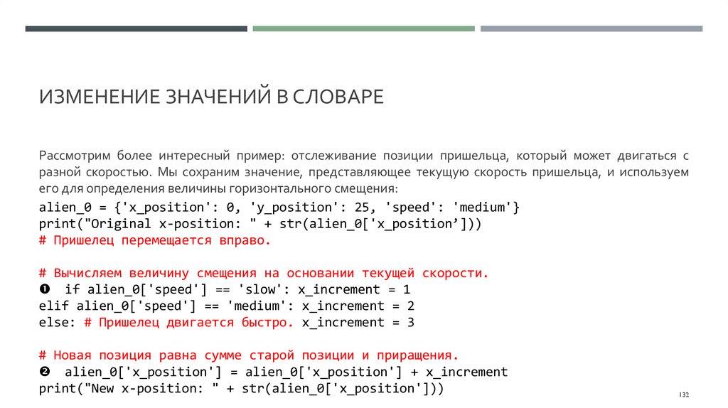 Изменение значений в словаре