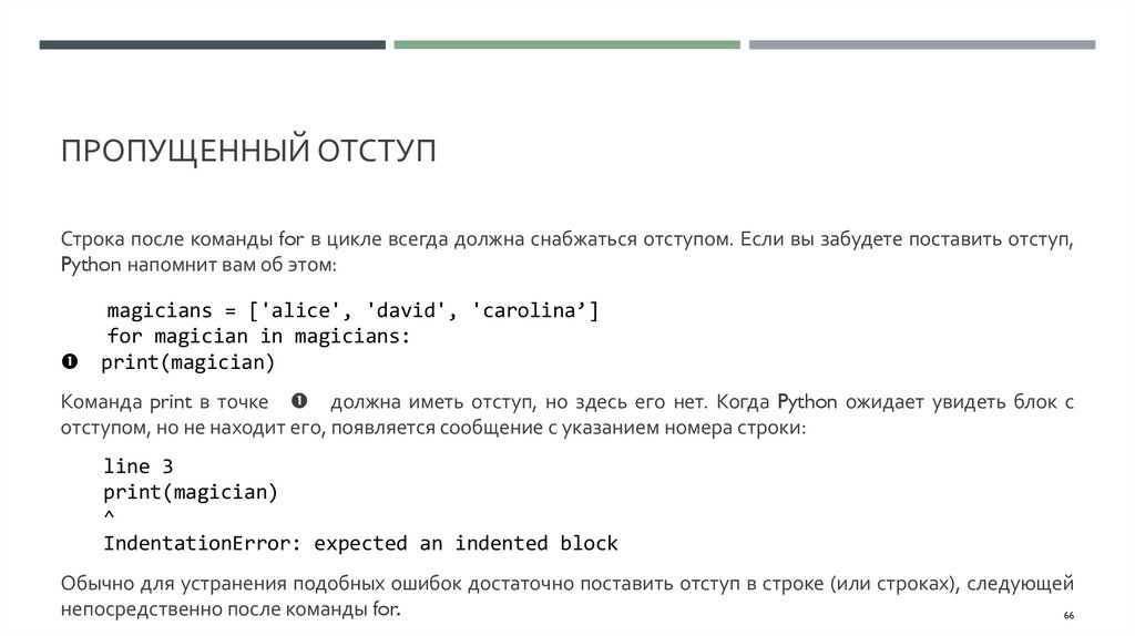 Пропущенный отступ