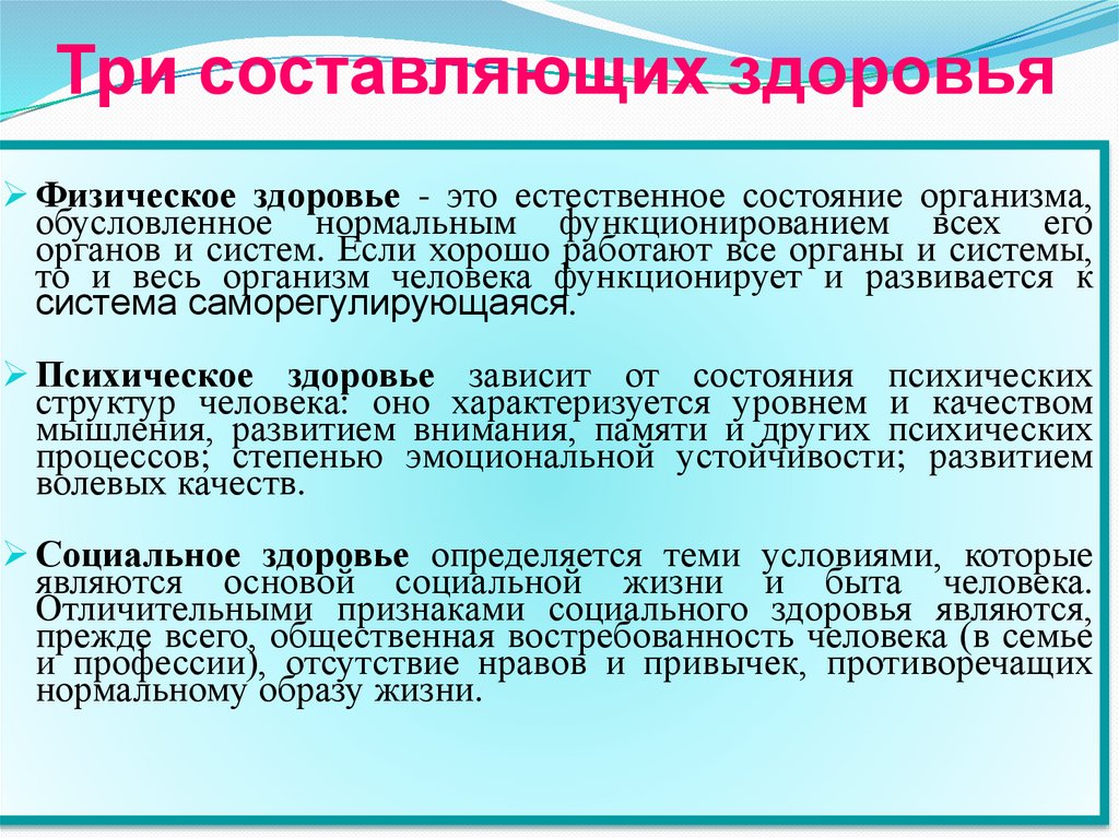 Три составляющих здоровья