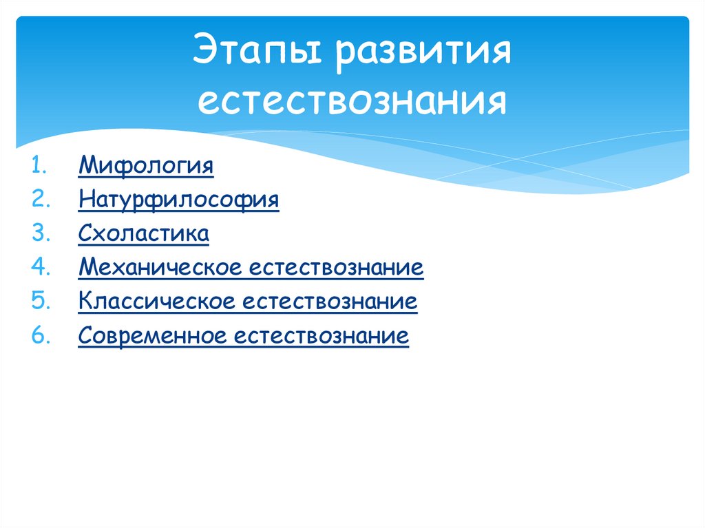 Этапы развития естествознания